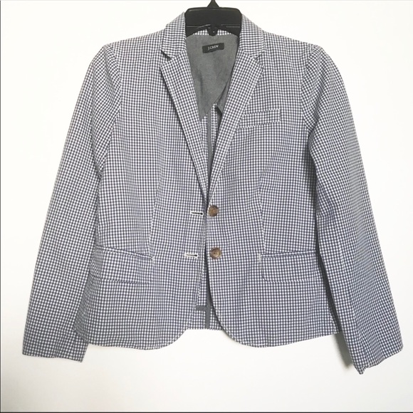 J. Crew Blue Gingham Classic Summer Blazer Jacket